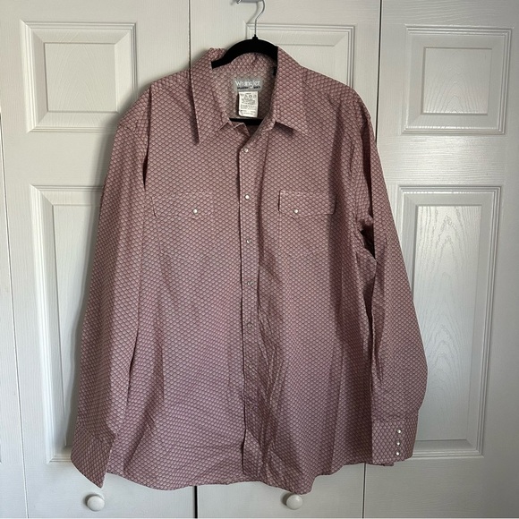 Wrangler Wrancher Mens Western Geometric Pearl Snap Shirt Sz 2XT Rodeo Cowboy - Picture 1 of 10